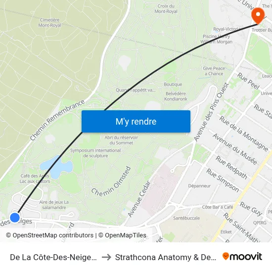 De La Côte-Des-Neiges / Blueridge to Strathcona Anatomy & Dentistry Building map