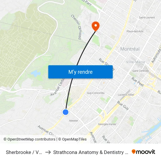 Sherbrooke / Vignal to Strathcona Anatomy & Dentistry Building map