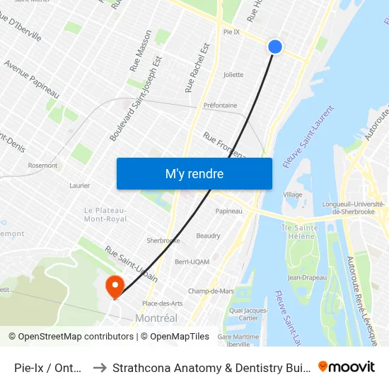 Pie-Ix / Ontario to Strathcona Anatomy & Dentistry Building map
