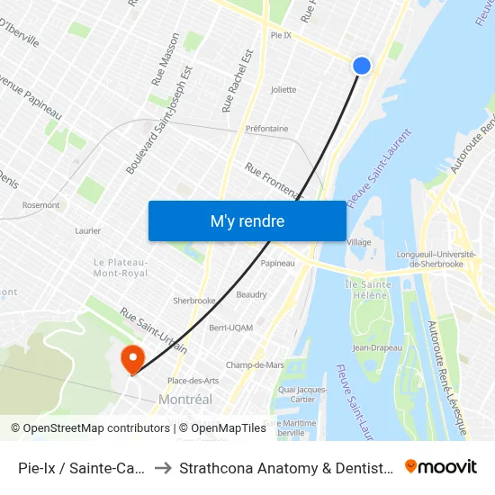 Pie-Ix / Sainte-Catherine to Strathcona Anatomy & Dentistry Building map