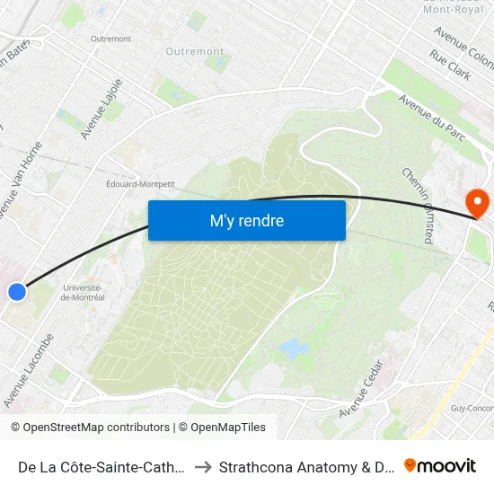 De La Côte-Sainte-Catherine / No 3200 to Strathcona Anatomy & Dentistry Building map