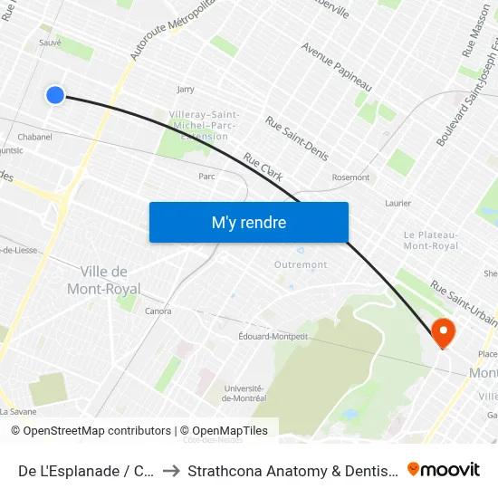 De L'Esplanade / Chabanel to Strathcona Anatomy & Dentistry Building map