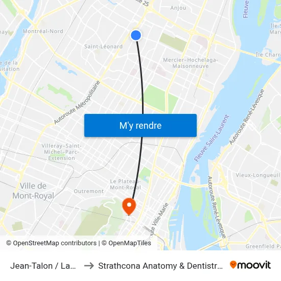 Jean-Talon / Langelier to Strathcona Anatomy & Dentistry Building map