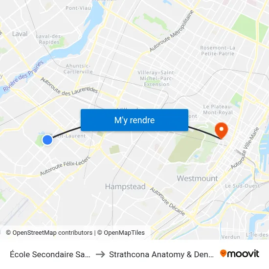 École Secondaire Saint-Laurent to Strathcona Anatomy & Dentistry Building map