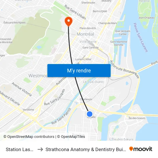 Station Lasalle to Strathcona Anatomy & Dentistry Building map