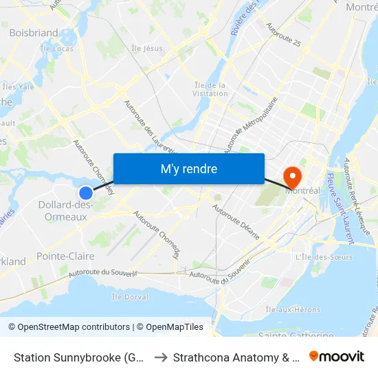 Station Sunnybrooke (Gouin / De Lucerne) to Strathcona Anatomy & Dentistry Building map