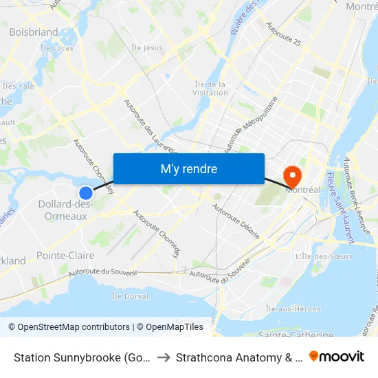 Station Sunnybrooke (Gouin / Sunnybrooke) to Strathcona Anatomy & Dentistry Building map