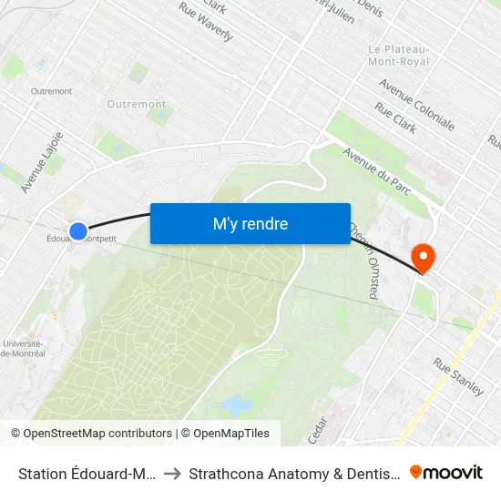 Station Édouard-Montpetit to Strathcona Anatomy & Dentistry Building map