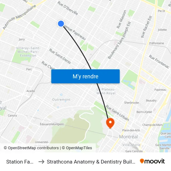 Station Fabre to Strathcona Anatomy & Dentistry Building map