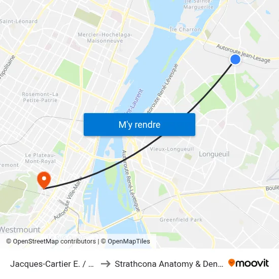 Jacques-Cartier E. / Jean-Neveu to Strathcona Anatomy & Dentistry Building map