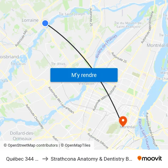 Québec 344 372 to Strathcona Anatomy & Dentistry Building map