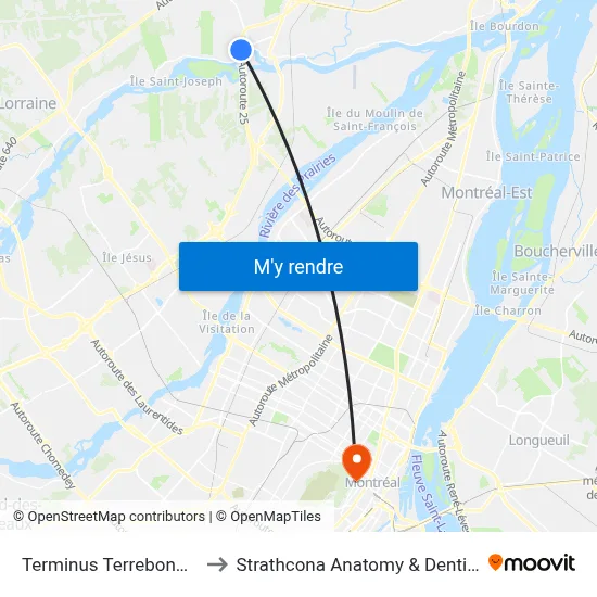 Terminus Terrebonne - Quai 3 to Strathcona Anatomy & Dentistry Building map