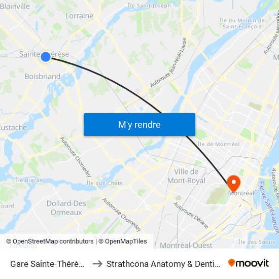 Gare Sainte-Thérèse Quai 6 to Strathcona Anatomy & Dentistry Building map