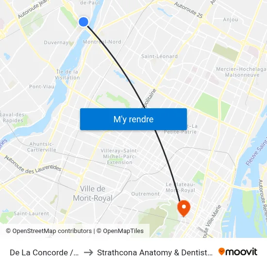 De La Concorde / Vanier to Strathcona Anatomy & Dentistry Building map