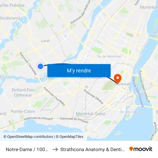 Notre-Dame / 100e Avenue to Strathcona Anatomy & Dentistry Building map