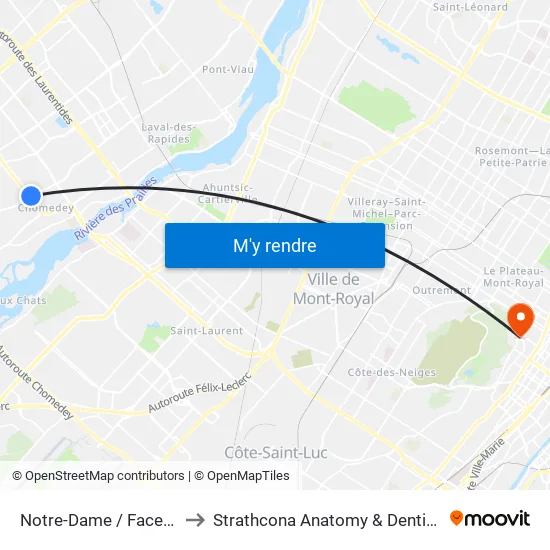 Notre-Dame / Face Au 3870 to Strathcona Anatomy & Dentistry Building map