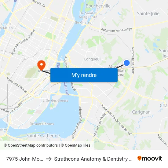 7975 John-Molson to Strathcona Anatomy & Dentistry Building map