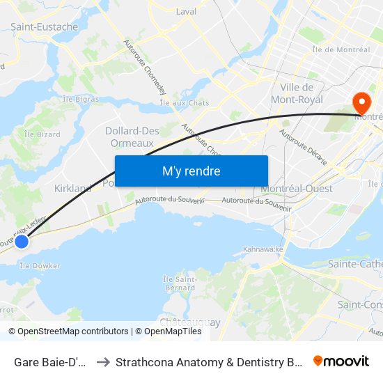 Gare Baie-D'Urfé to Strathcona Anatomy & Dentistry Building map