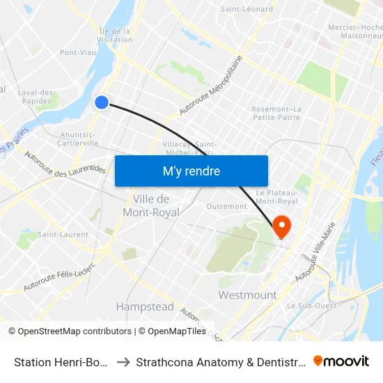 Station Henri-Bourassa to Strathcona Anatomy & Dentistry Building map