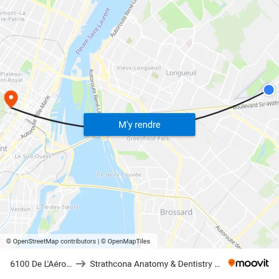 6100 De L'Aéroport to Strathcona Anatomy & Dentistry Building map
