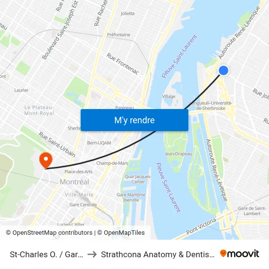 St-Charles O. / Gardenville to Strathcona Anatomy & Dentistry Building map