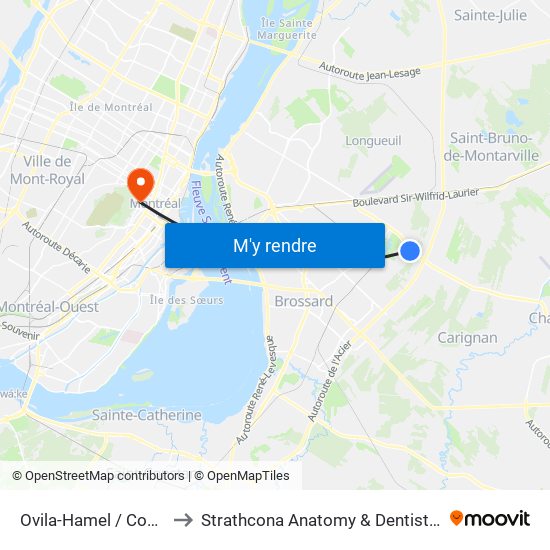 Ovila-Hamel / Cousineau to Strathcona Anatomy & Dentistry Building map