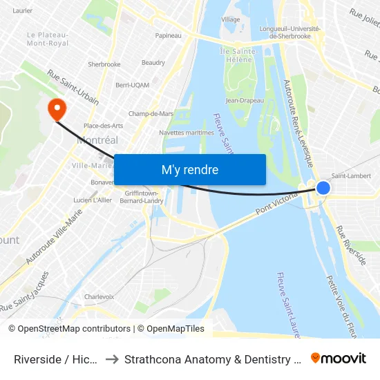 Riverside / Hickson to Strathcona Anatomy & Dentistry Building map