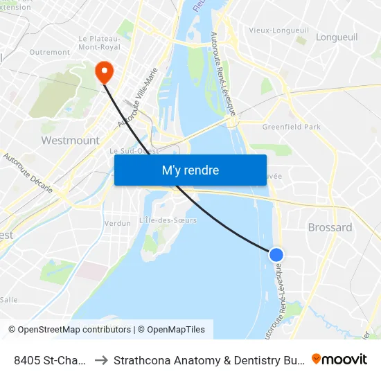 8405 St-Charles to Strathcona Anatomy & Dentistry Building map