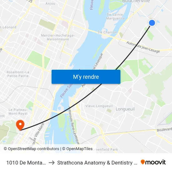 1010 De Montarville to Strathcona Anatomy & Dentistry Building map