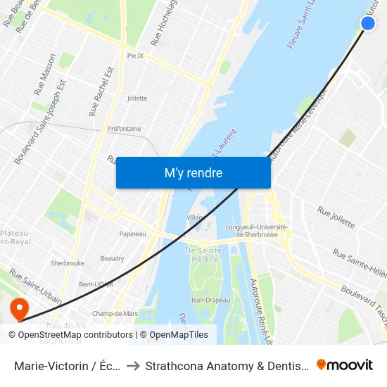 Marie-Victorin / Écocentre to Strathcona Anatomy & Dentistry Building map