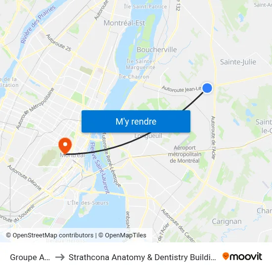 Groupe Affi to Strathcona Anatomy & Dentistry Building map