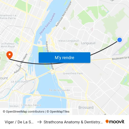 Viger / De La Savane to Strathcona Anatomy & Dentistry Building map