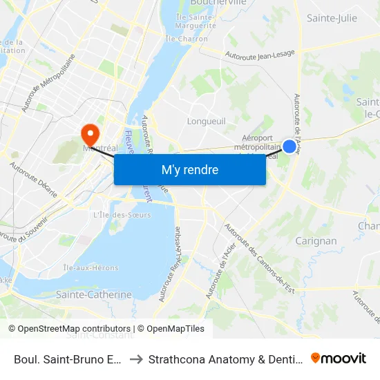 Boul. Saint-Bruno Et Yellow to Strathcona Anatomy & Dentistry Building map