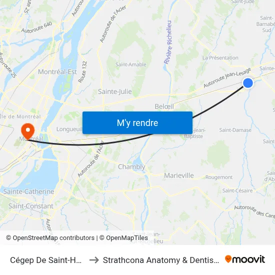 Cégep De Saint-Hyacinthe to Strathcona Anatomy & Dentistry Building map