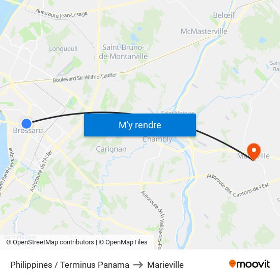 Philippines / Terminus Panama to Marieville map