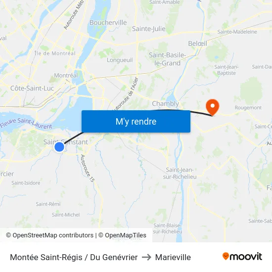 Montée Saint-Régis / Du Genévrier to Marieville map