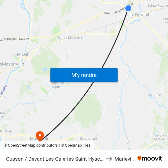 Cusson / Devant Les Galeries Saint-Hyacinthe to Marieville map