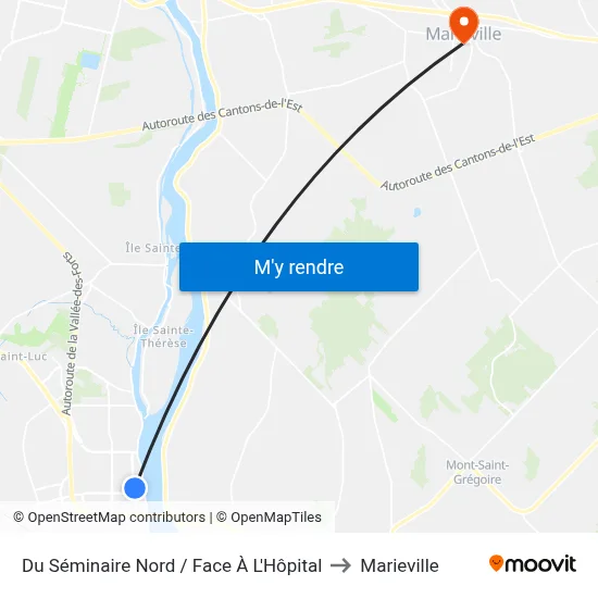 Du Séminaire Nord / Face À L'Hôpital to Marieville map