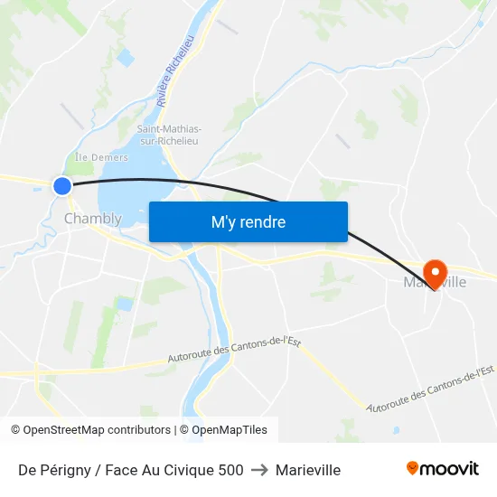 De Périgny / Face Au Civique 500 to Marieville map