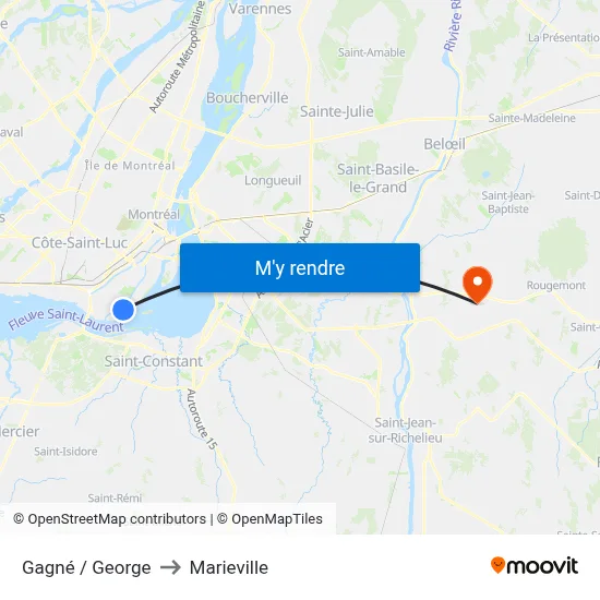 Gagné / George to Marieville map