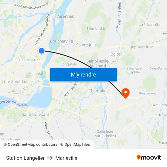 Station Langelier to Marieville map