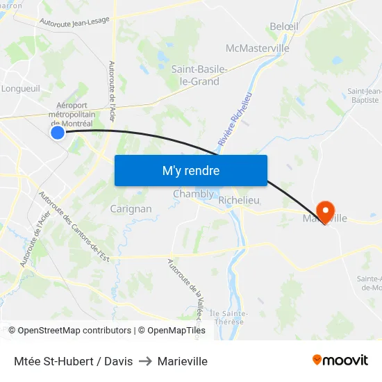 Mtée St-Hubert / Davis to Marieville map