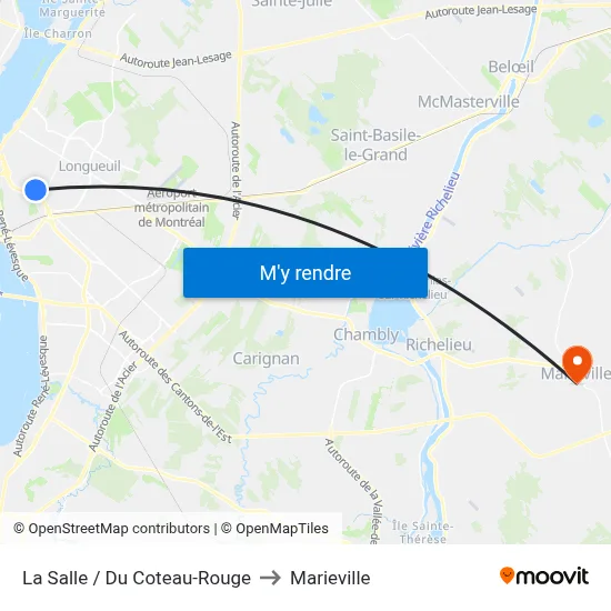 La Salle / Du Coteau-Rouge to Marieville map