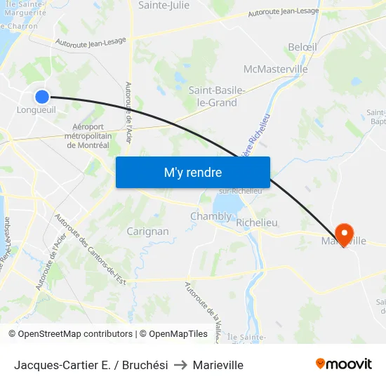 Jacques-Cartier E. / Bruchési to Marieville map