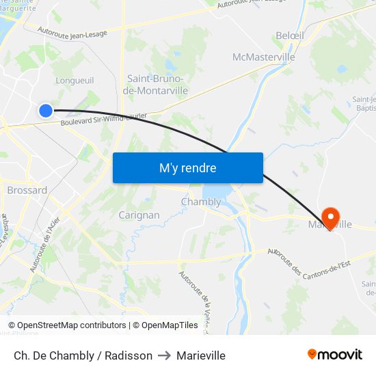 Ch. De Chambly / Radisson to Marieville map