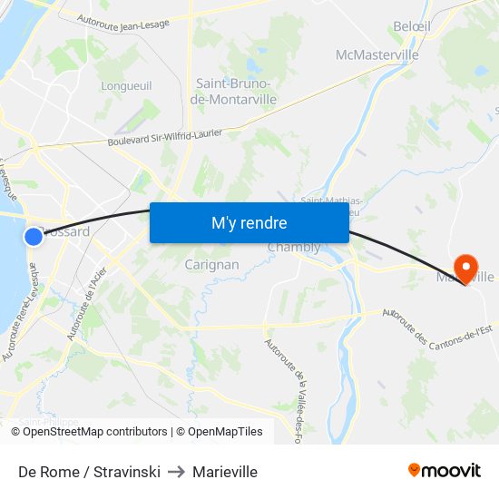 De Rome / Stravinski to Marieville map