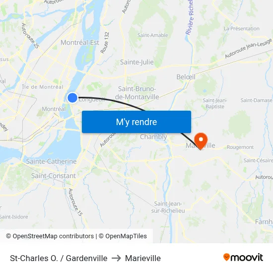St-Charles O. / Gardenville to Marieville map