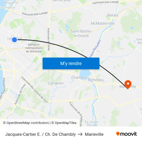 Jacques-Cartier E. / Ch. De Chambly to Marieville map