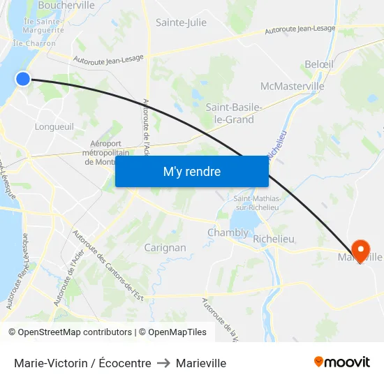 Marie-Victorin / Écocentre to Marieville map