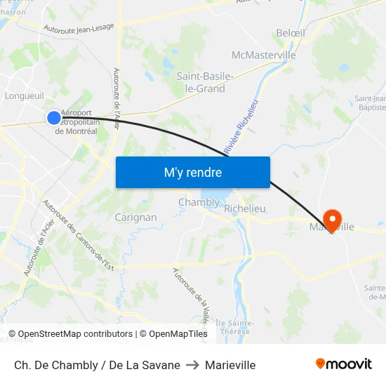 Ch. De Chambly / De La Savane to Marieville map